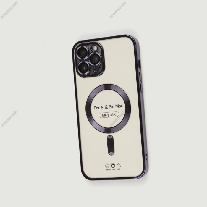 Чохол для iPhone 12 Pro Max Fibra Chrome MagSafe dark purple