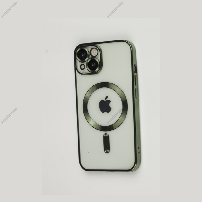 Чохол для iPhone 14 Fibra Chrome MagSafe green