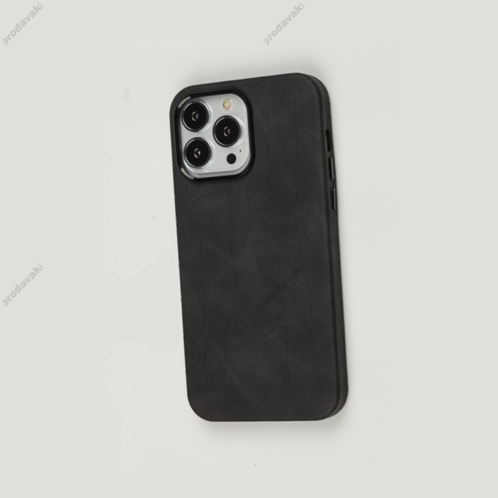 Чохол для iPhone 14 Pro Max Leather croco full black