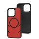 Чохол для iPhone 14 Pro Max MagSafe eco-leather + MagSafe popSocket red