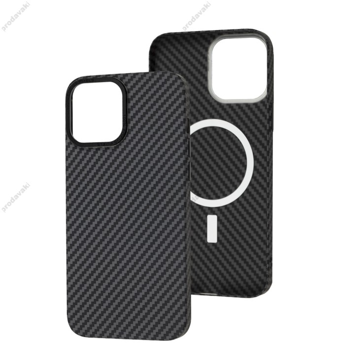 Чохол для iPhone 14 Pro Max Carbon MagSafe black