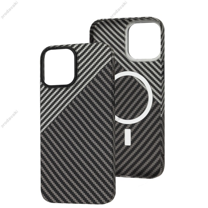 Чохол для iPhone 14 Pro Carbon MagSafe black gray