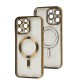 Чохол для iPhone 15 Pro Max Fibra Chrome MagSafe gold