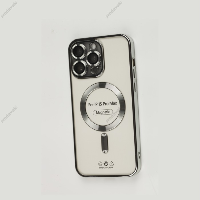 Чохол для iPhone 15 Pro Max Fibra Chrome MagSafe silver