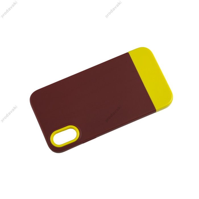 Чохол для iPhone X / Xs Bichromatic brown burgundy / yellow