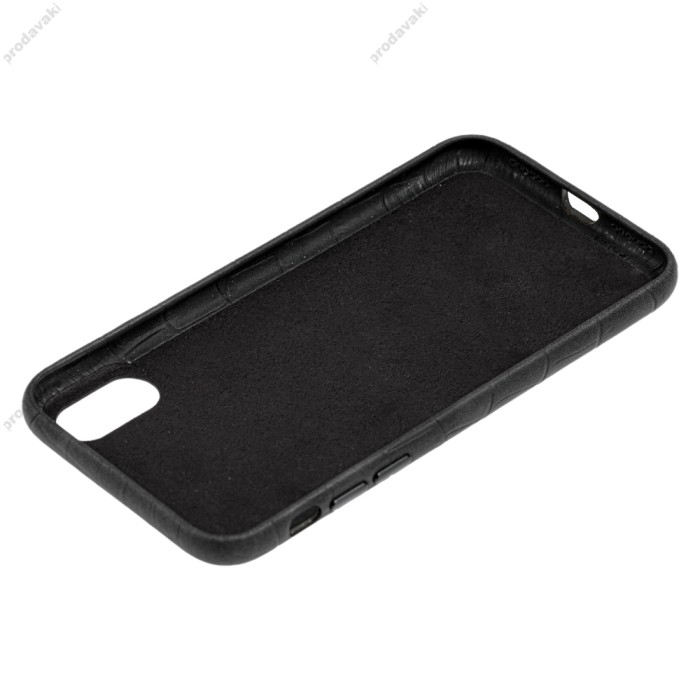 Чохол для iPhone X / Xs Leather croco full чорний