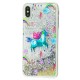 Чохол для iPhone Xs Max блискітки вода срібляста "єдиноріг"