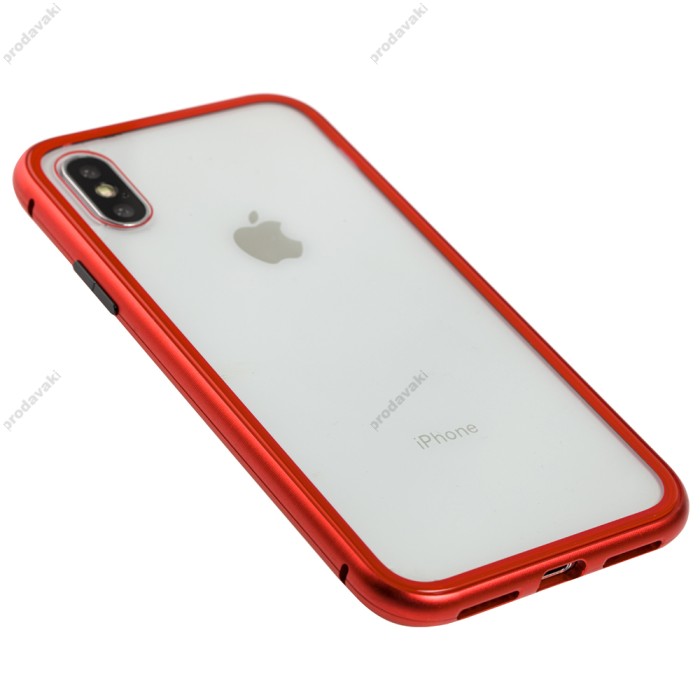 Чохол для iPhone X / Xs Magnetic with glass червоний