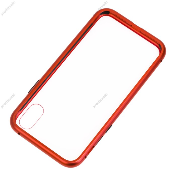 Чохол для iPhone X / Xs Magnetic with glass червоний