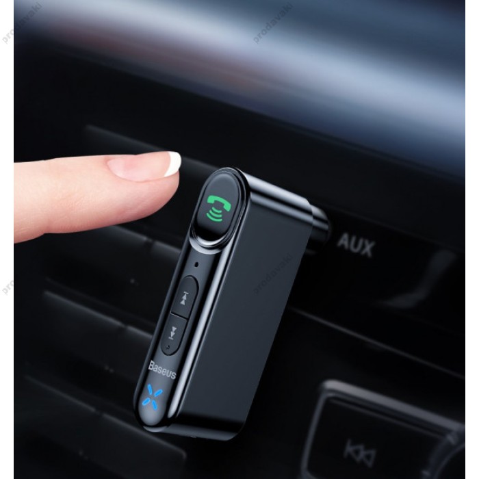 Автомобільний Bluetooth адаптер Baseus AUX MP3 WAV авто магнітоли BSBA-02 Black