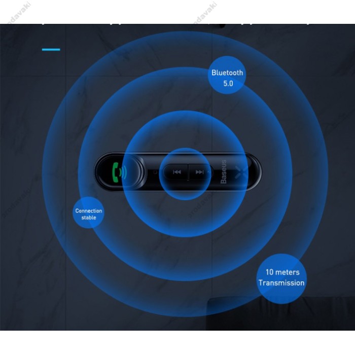 Автомобільний Bluetooth адаптер Baseus AUX MP3 WAV авто магнітоли BSBA-02 Black