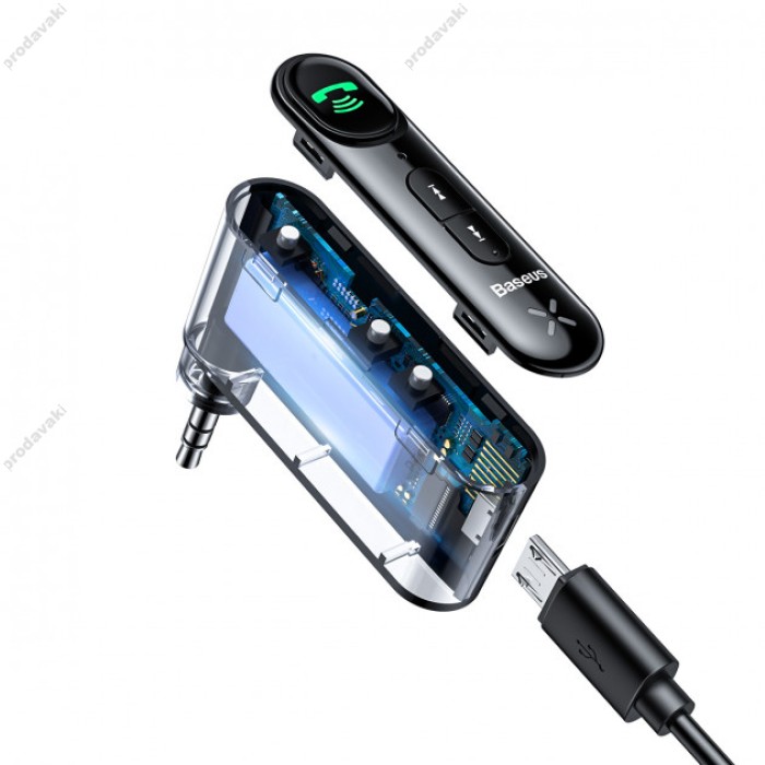 Автомобільний Bluetooth адаптер Baseus AUX MP3 WAV авто магнітоли BSBA-02 Black