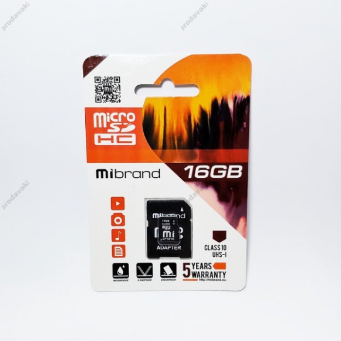 Карта пам'яті microSDHC (UHS-1) Mibrand 16 Gb class 10
