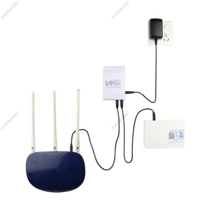Повербанк для безперебійної роботи Wi-Fi роутера WGP 10400mAh 38.48Wh USB 5V/12V/12V UPS білий