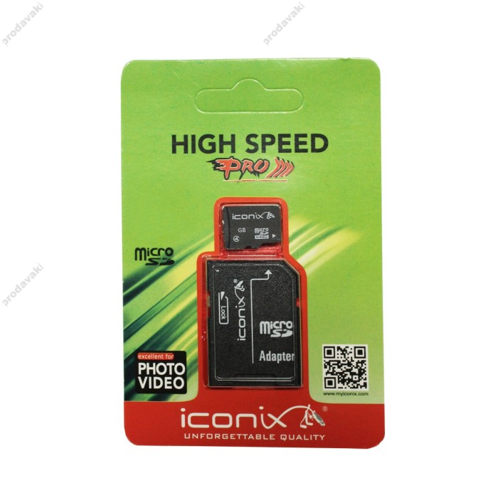 Карта пам'яті microSDHC 16Gb ICONIX (Class 10) + Adapter SD