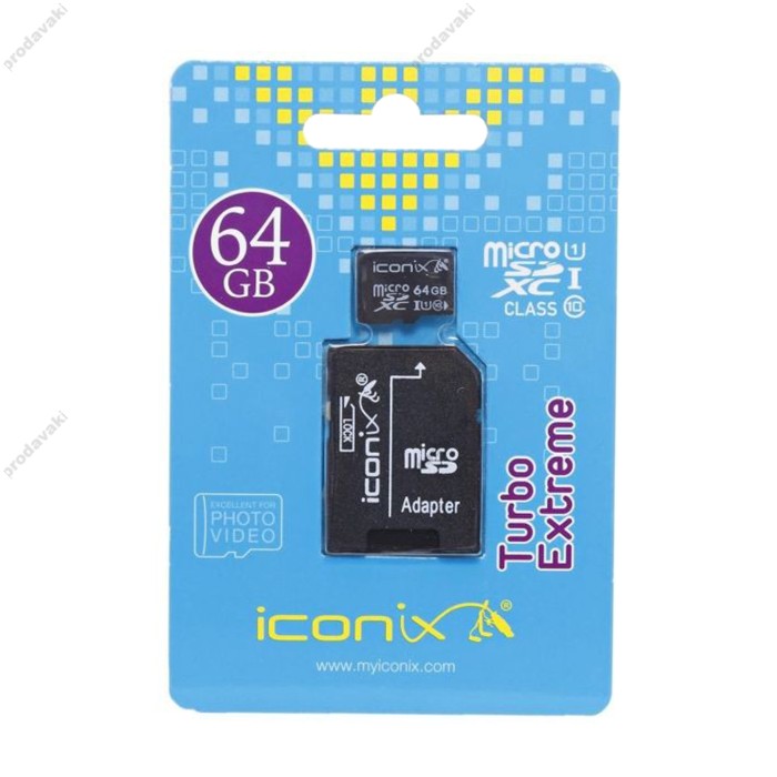 Карта пам'яті microSDHC 64Gb ICONIX (Class 10) + Adapter SD