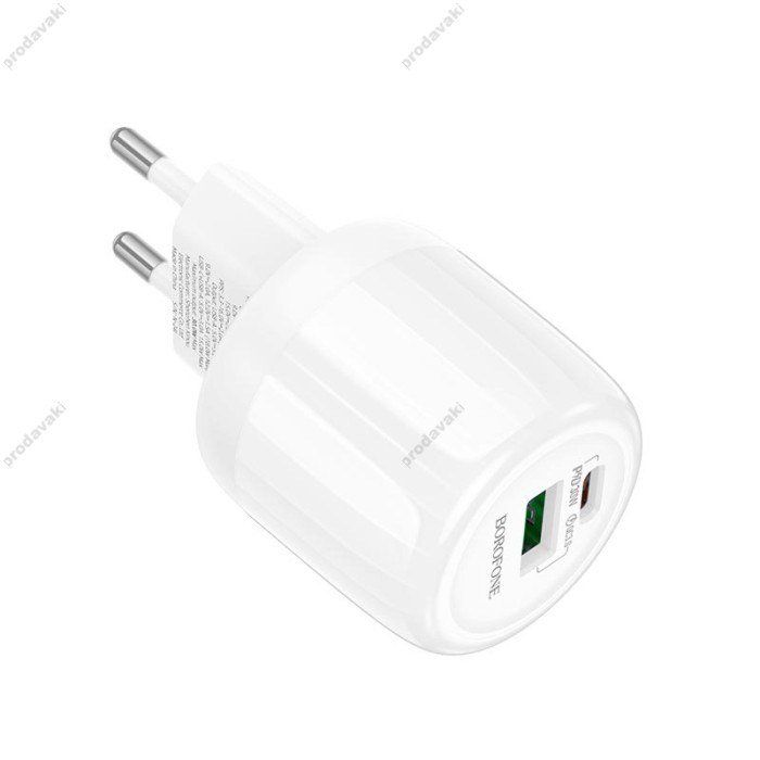 Мережевий зарядний пристрій Borofone BA94A Lustrous charger 30W White