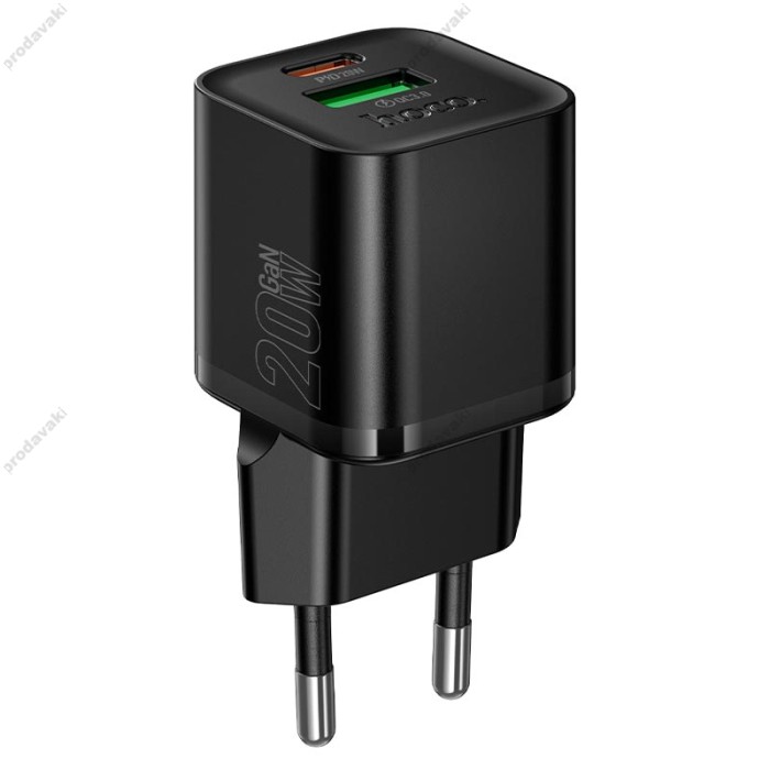 Мережевий зарядний пристрій HOCO N65 Ingenious PD charger Lightning cable 20W Black