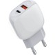 Мережевий зарядний пристрій LDNIO A2313C dual port charger Lightning cable 18W White