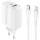 Мережевий зарядний пристрій HOCO N11 Powerful dual port charger Lightning cable 20W White