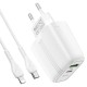 Мережевий зарядний пристрій HOCO N11 Powerful dual port charger Lightning cable 20W White