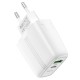 Мережевий зарядний пристрій HOCO N11 Powerful dual port charger Lightning cable 20W White