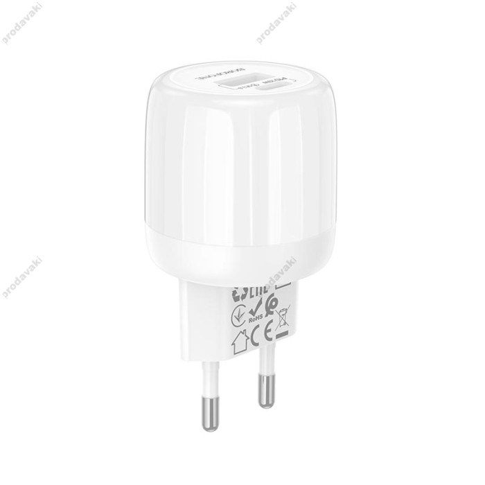 Мережевий зарядний пристрій Borofone BA93A Lustrous charger 20W White