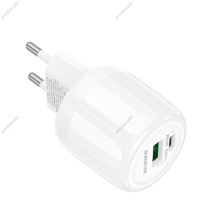 Мережевий зарядний пристрій Borofone BA93A Lustrous charger 20W White