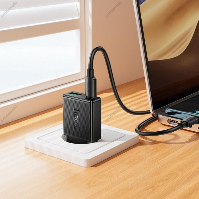 Мережевий зарядний пристрій HOCO N73 Speed PD ultra-thin charger charger 20W Black