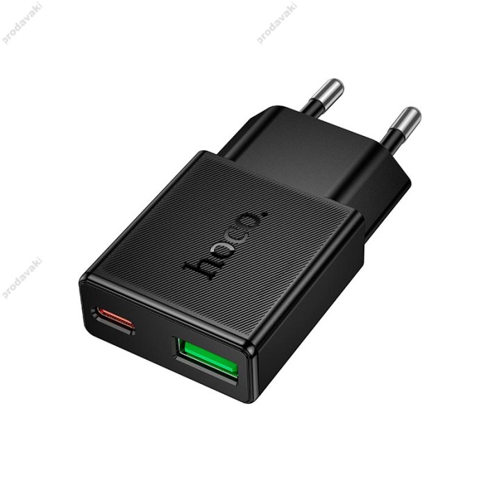 Мережевий зарядний пристрій HOCO N73 Speed PD ultra-thin charger charger Type-C cable 20W Black