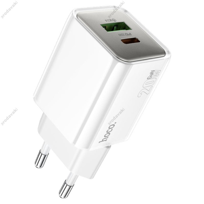 Мережевий зарядний пристрій HOCO N46 Glorious PD charger Type-C cable 20W White