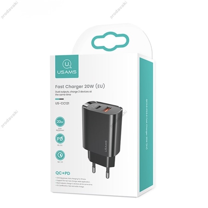 Мережевий зарядний пристрій USAMS T35 US-CC121 Fast charger 20W Black