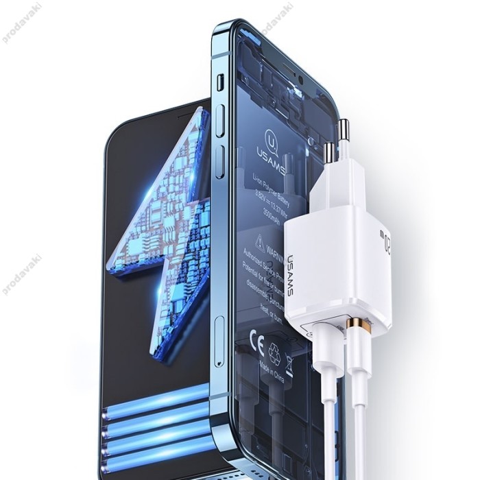 Мережевий зарядний пристрій USAMS T37 US-CC128 Super Si Fast charger 20W White