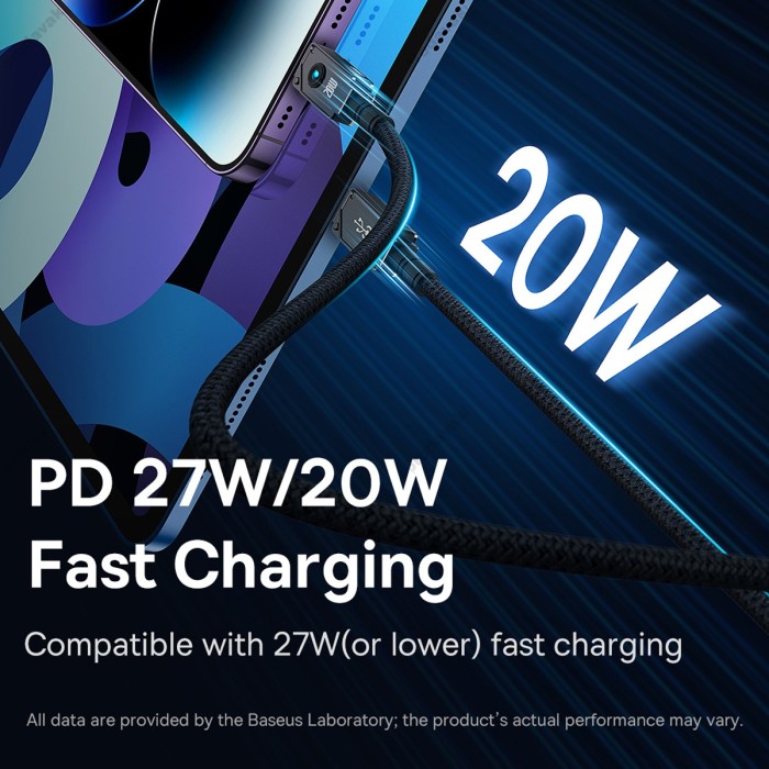 PD кабель Baseus Unbreakable Series Fast Charging Type-C to Lightning 20W 1m Black P10355803111-00