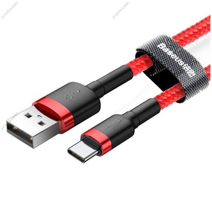 Кабель Baseus Cafule USB to Type-C 60W 3A 1m Red CATKLF-B09