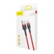 Кабель Baseus Cafule USB to Type-C 60W 3A 1m Red CATKLF-B09