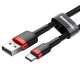 Кабель Baseus Cafule USB to Type-C 60W 3A 1m Black-red CATKLF-B91