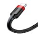 Кабель Baseus Cafule USB to Type-C 60W 3A 1m Black-red CATKLF-B91