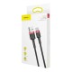 Кабель Baseus Cafule USB to Type-C 60W 3A 1m Black-red CATKLF-B91