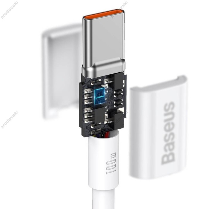 Кабель Baseus Superior Series Fast Charging Data Cable Type-C to Type-C 100W 5A 2m White CATYS-C02