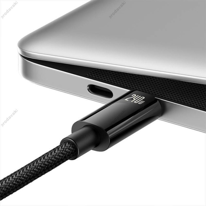Кабель Baseus Tungsten Gold Fast Charging Type-C to Type-C 240W 5A 1m Black CAWJ040001