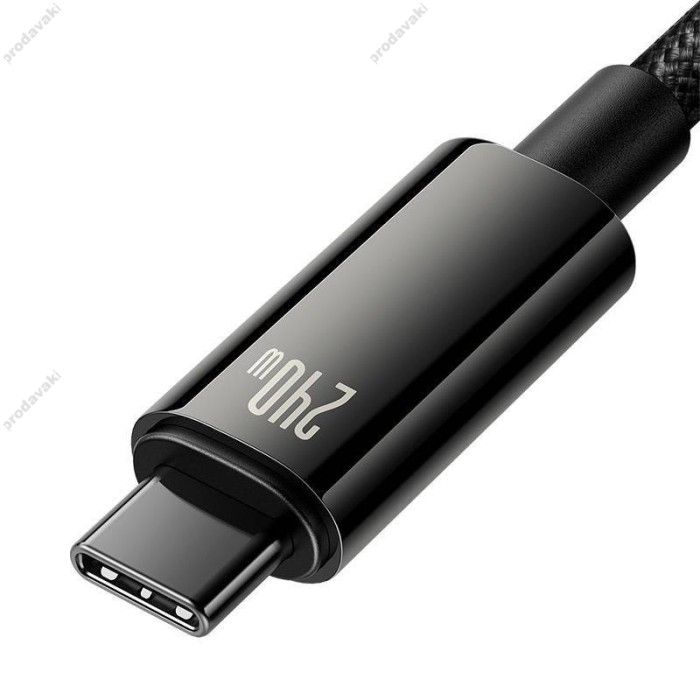 Кабель Baseus Tungsten Gold Fast Charging Type-C to Type-C 240W 5A 1m Black CAWJ040001