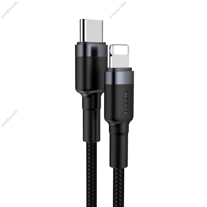 PD Кабель Baseus Cafule Cable Type-C to Lightning PD 20W 1m black-grey (CATLKLF-G1)