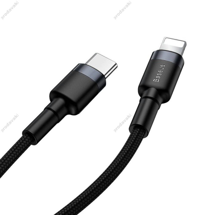 PD Кабель Baseus Cafule Cable Type-C to Lightning PD 20W 1m black-grey (CATLKLF-G1)