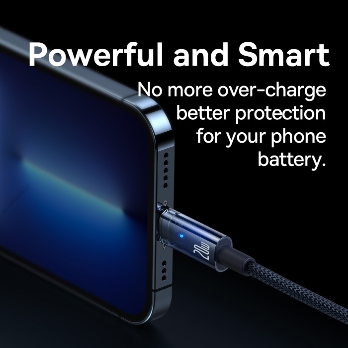 USB PD кабель Baseus Explorer Series Auto Power-Off Type-C для IP Lightning 20W 1m Blue CATS000003