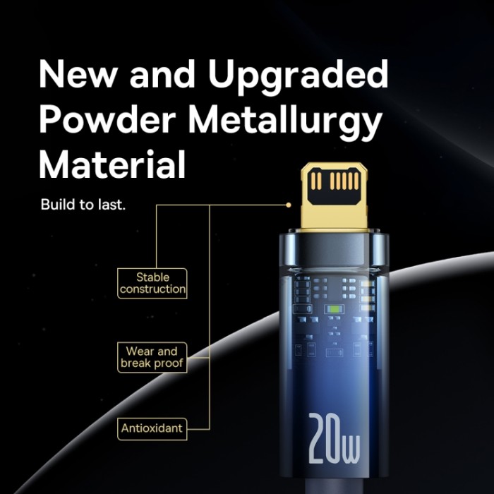 USB PD кабель Baseus Explorer Series Auto Power-Off Type-C для IP Lightning 20W 1m Blue CATS000003
