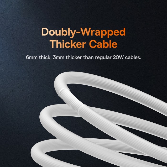 PD Кабель Baseus CoolPlay Series Fast Charging Cable Type-C to Lightning 20W 2m White CAKW000102