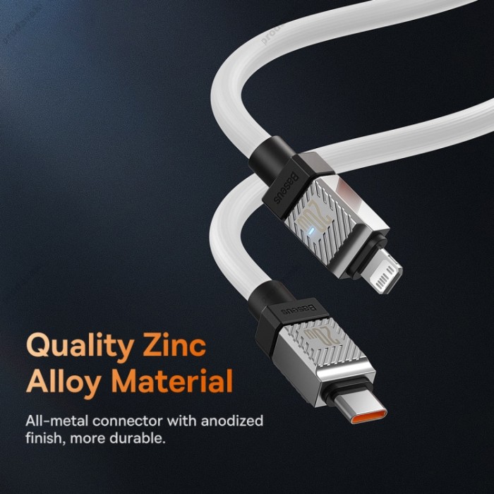 PD Кабель Baseus CoolPlay Series Fast Charging Cable Type-C to Lightning 20W 2m White CAKW000102