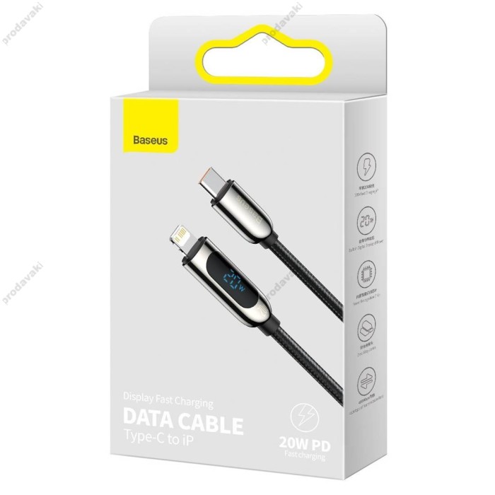 PD Кабель Baseus Display Fast Charging Data Cable Type-C to Lightning 20W 2m Black CATLSK-A01