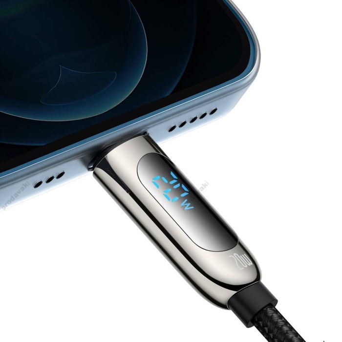 PD Кабель Baseus Display Fast Charging Data Cable Type-C to Lightning 20W 2m Black CATLSK-A01